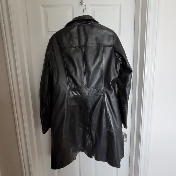 Long Black Leather Jacket Danier - Picture 3 of 7